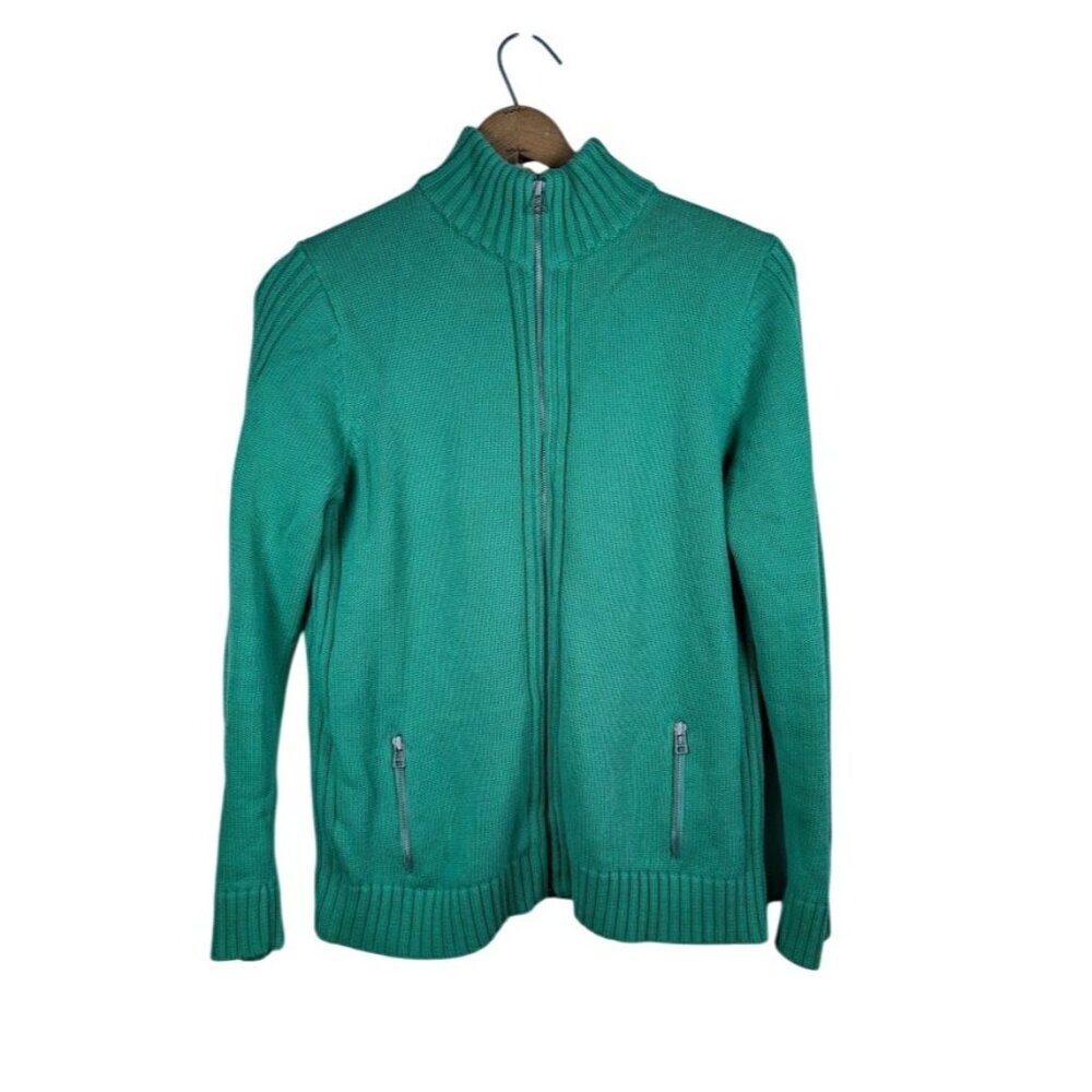 Lands End Cardigan Sweater Women's Size Large 14-16 Drifter Full‎ Zip Minimalist